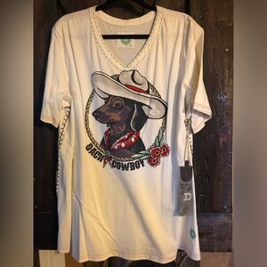 Double D Ranch Dachshund Cowboy Graphic T-Shirt